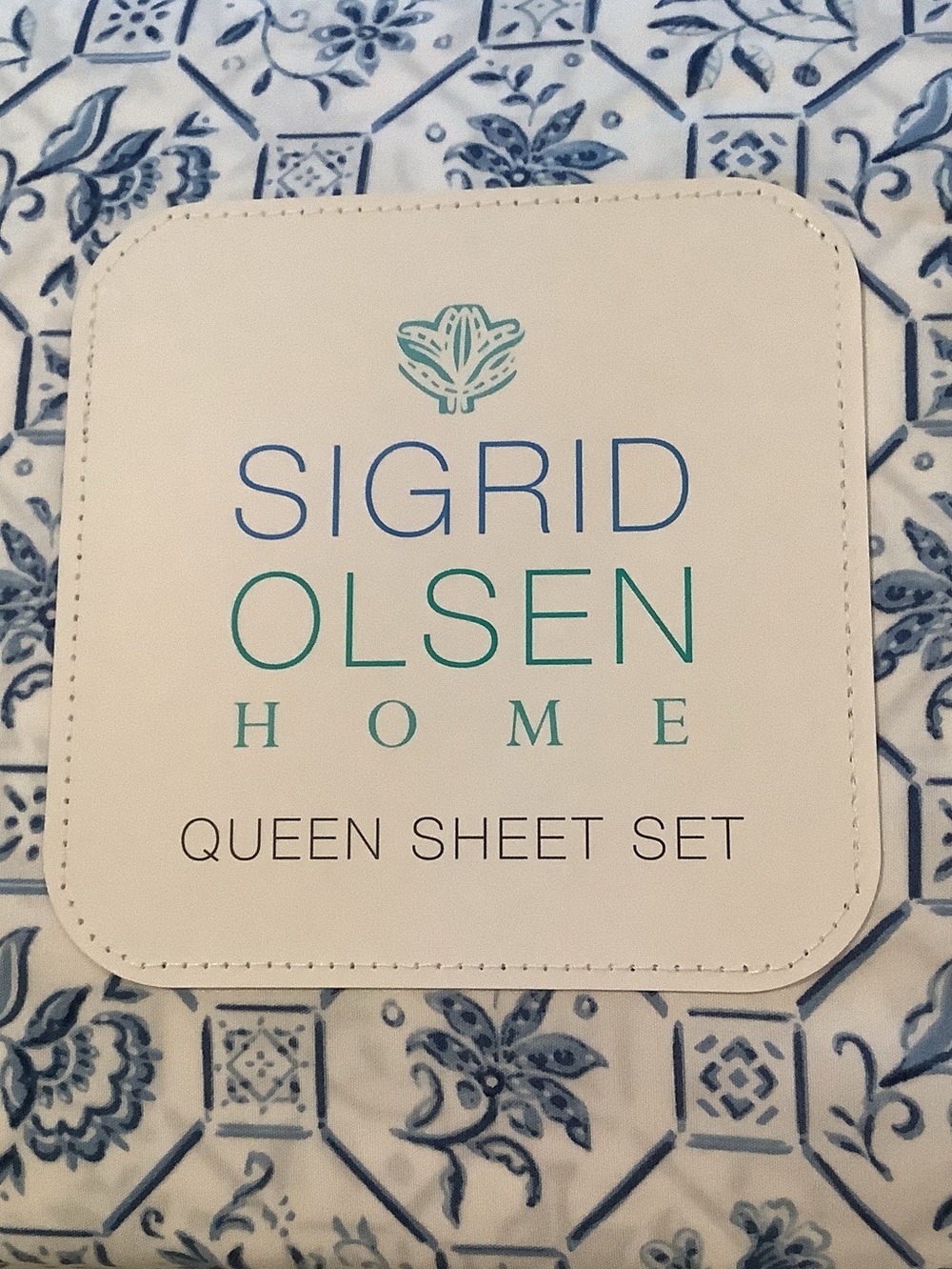 Sigrid Olsen Portugal Tile 4 Piece Queen Sheet Set New - Picture 2 of 5